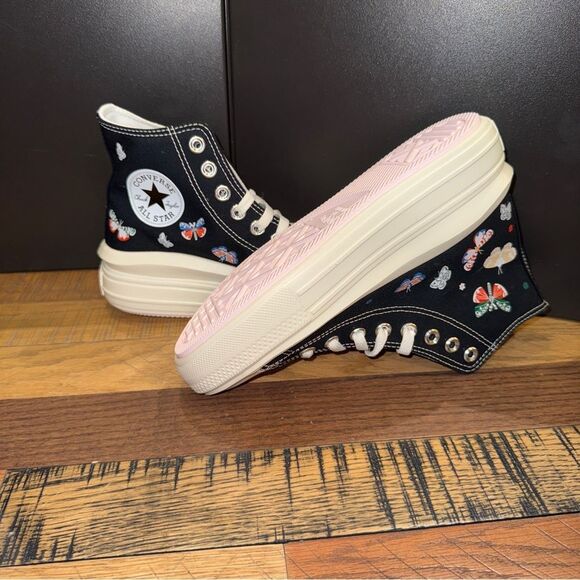 Converse Chuck Taylor All Star Move Platform High Butterfly Wings Black Sneakers - Picture 6 of 6